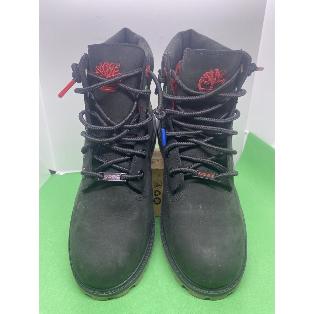 Timberland 6 inch Premium Boots Black Patch Youth Junior TB0A2A75 001 Boys Sz 7